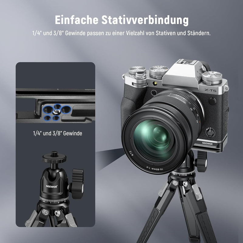 NEEWER X-T5 L Griff, kompatibel mit Fujifilm, Metall L Platte mit Silikongriff, Auslöser, verdrehsic