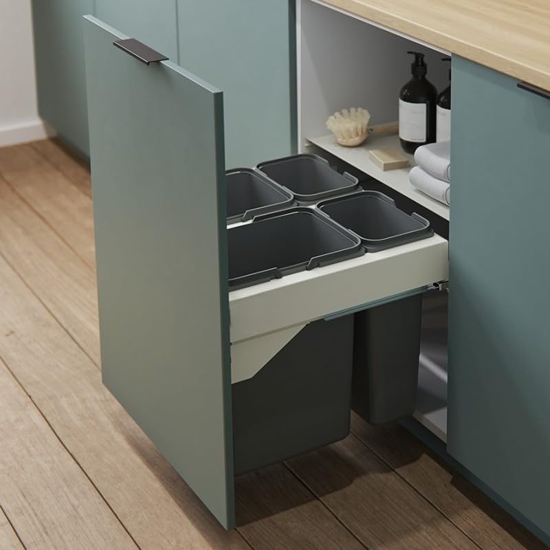 Einbau-Mülleimer für 60 cm Schrank SEGREGO 4-fach Abfallsystem mit Deckel Soft-Close & Vollauszug 56