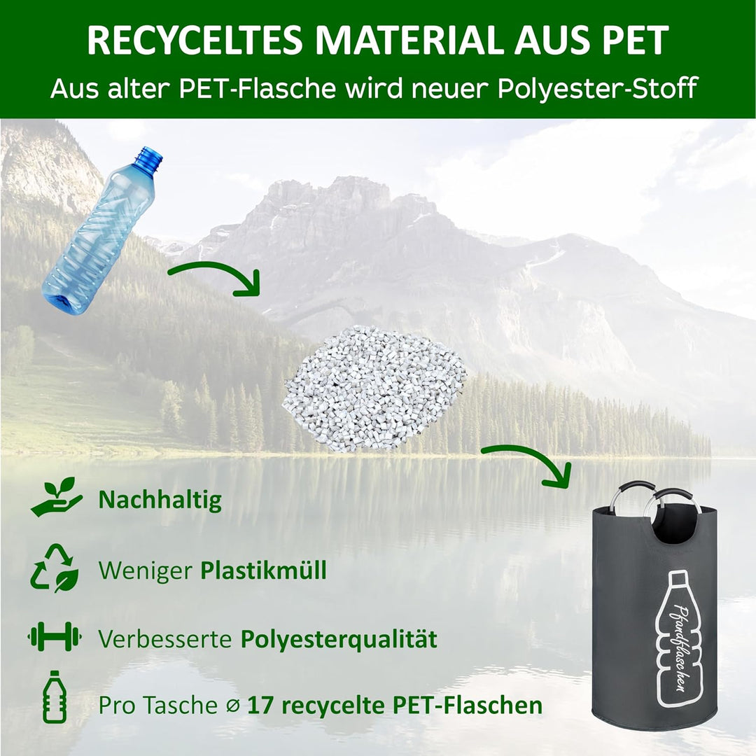 Cottara Original recycelter Flaschensammler für Leergut faltbar wasserdicht – Aus recycelten PET-Fla