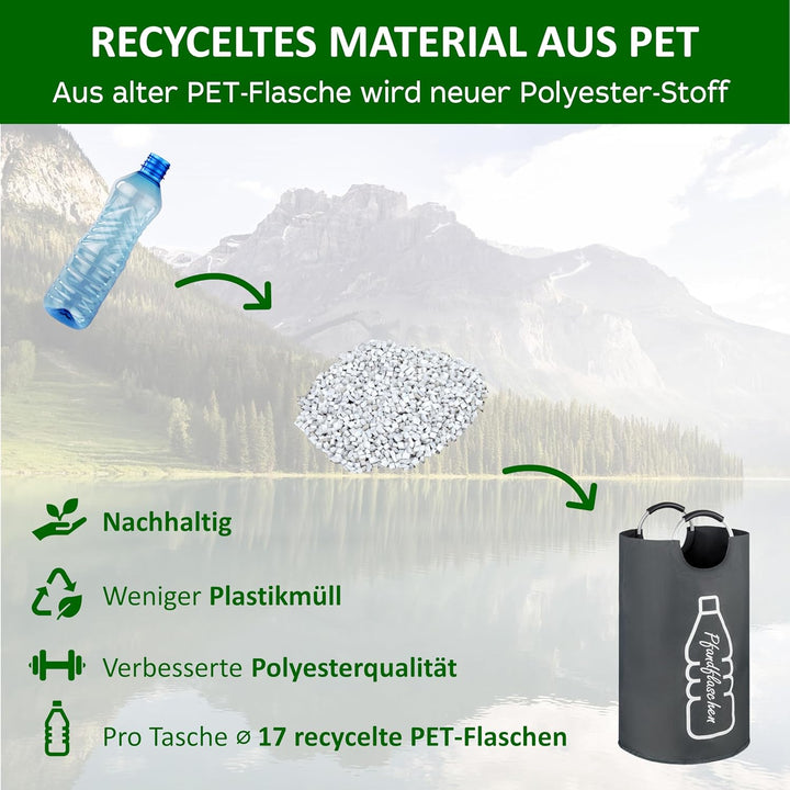 Cottara Original recycelter Flaschensammler für Leergut faltbar wasserdicht – Aus recycelten PET-Fla