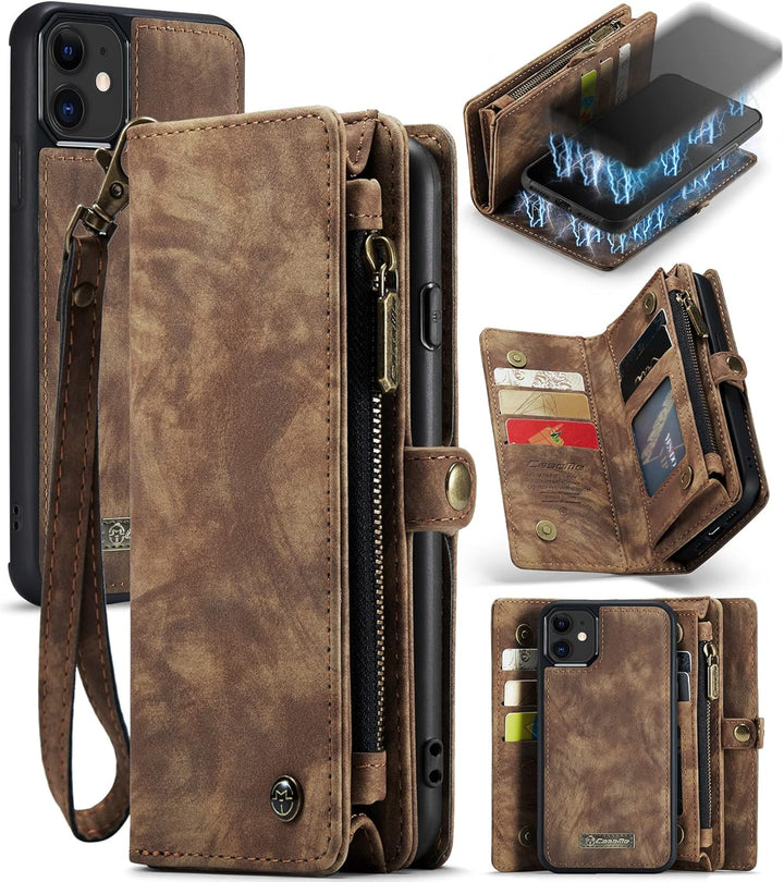 UFinetech 2-in-1 iPhone 11 Hülle Tasche Design Flip TPU Bumper Leder Abnehmbar Flexibel Magnetische