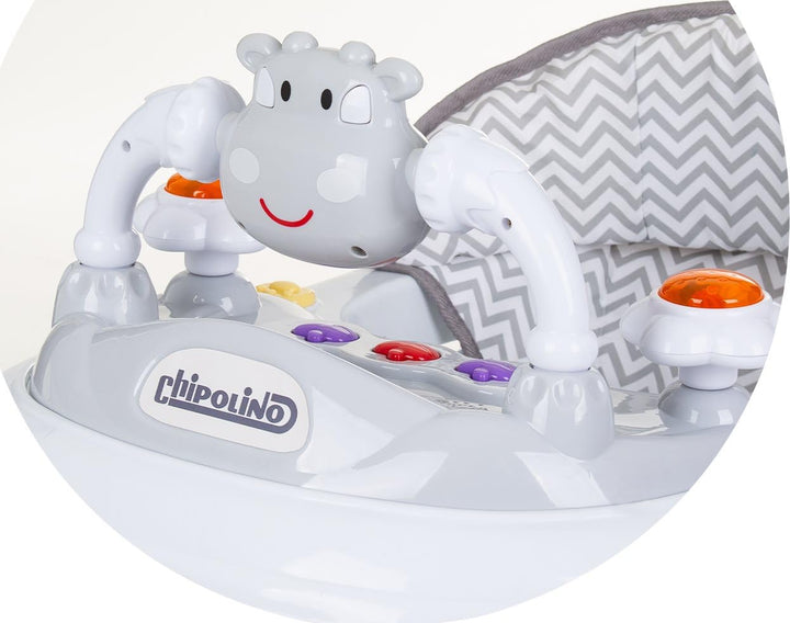 Chipolino Lauflernhilfe Little Cow Räder Stopper Höhenverstellbar Musik Licht, Farbe:grau, grau