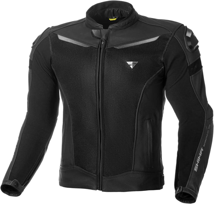 SHIMA PISTON Herren-Motorradjacke - Leder, urbane Jacke mit Netzeinsätzen, Protektoren an Schultern,