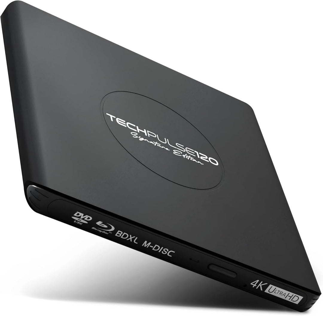 techPulse120 Externes USB 3.1 USB-C UHD 4k 3D M-DISC Blu-ray DVD CD HDR10 128GB Laufwerk Brenner Bur