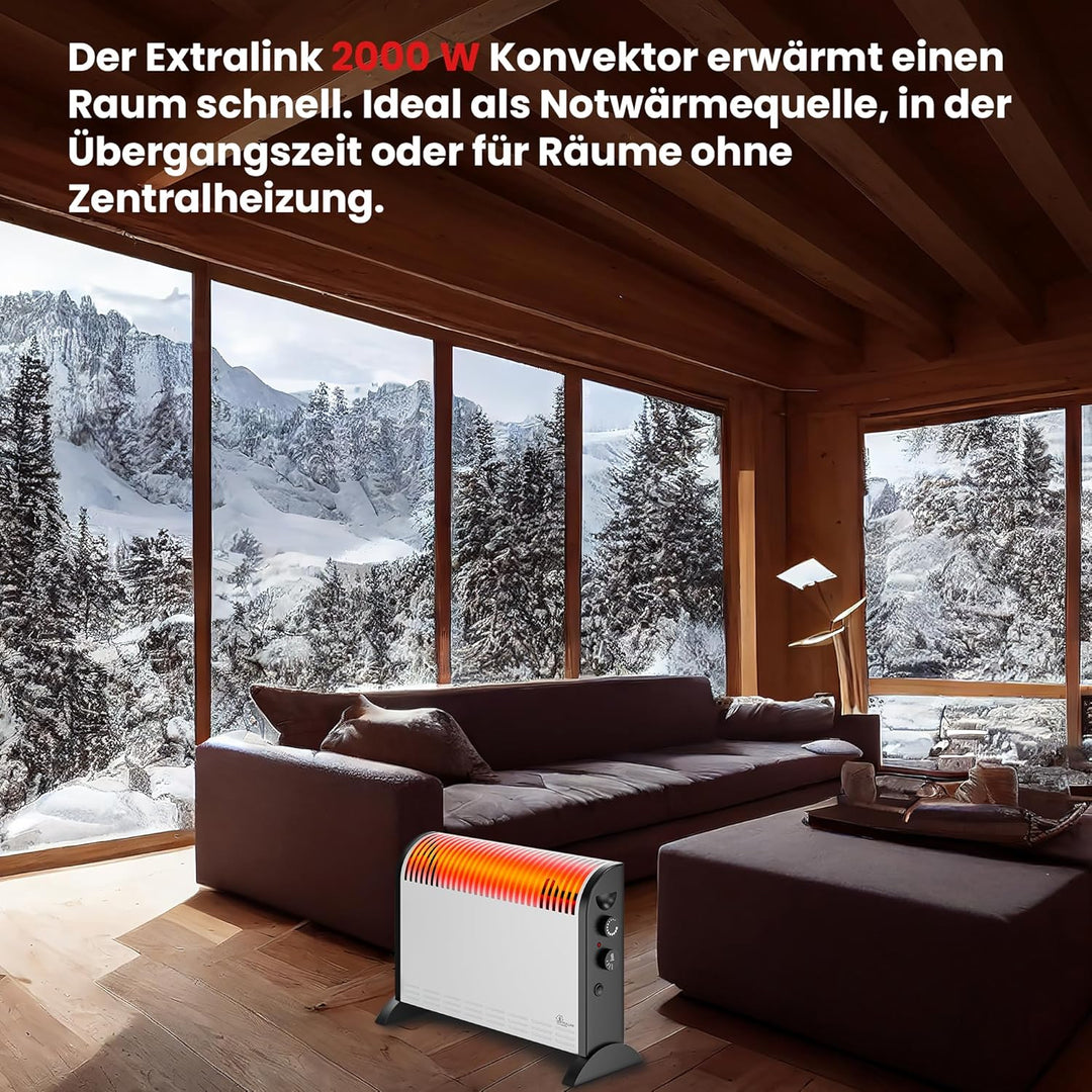 Extralink Konvektorheizung 2000W Elektroheizung 3-stufige Leistungsregelung eingebauter Thermostat e