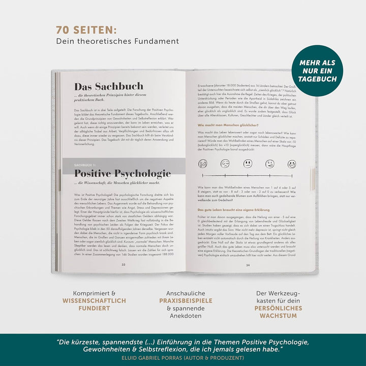 6-Minuten Tagebuch für Erwachsene (Das Original) - Dankbarkeitstagebuch, Wissenschaftlich Fundiertes
