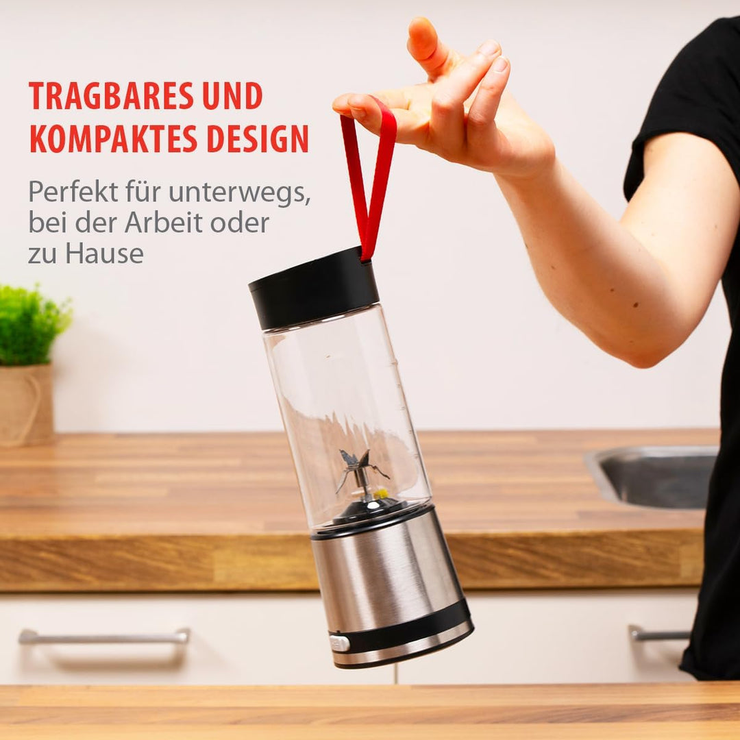 alpina Smoothie Maker to Go 300ml - Mixer USB Wiederaufladbar - Tragbarer Blender 125W - aus Edelsta
