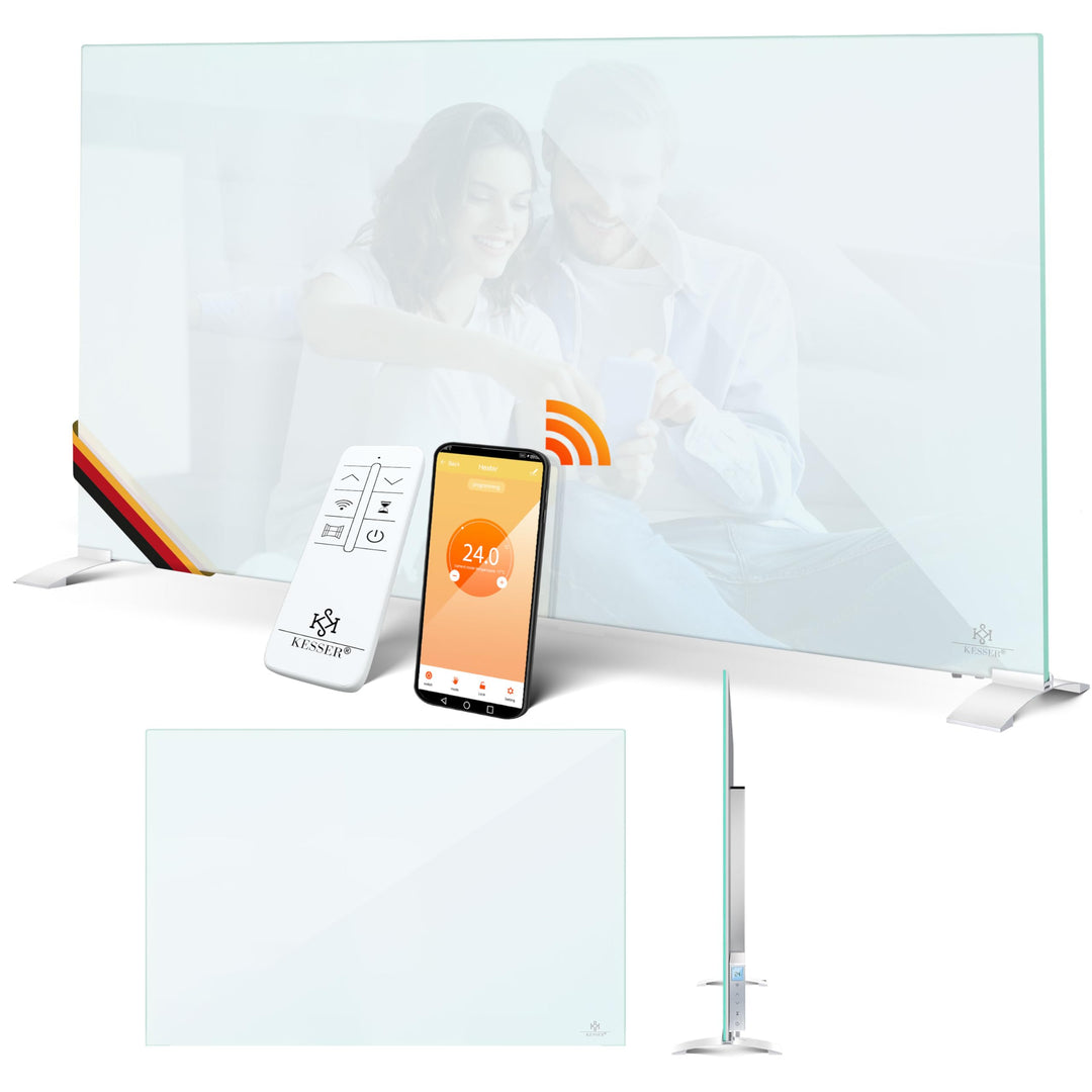 KESSER® Infrarotheizung 500W Glaskonvektor Glasheizung Energiesparend 2in1 Standgerät & Wandmontage