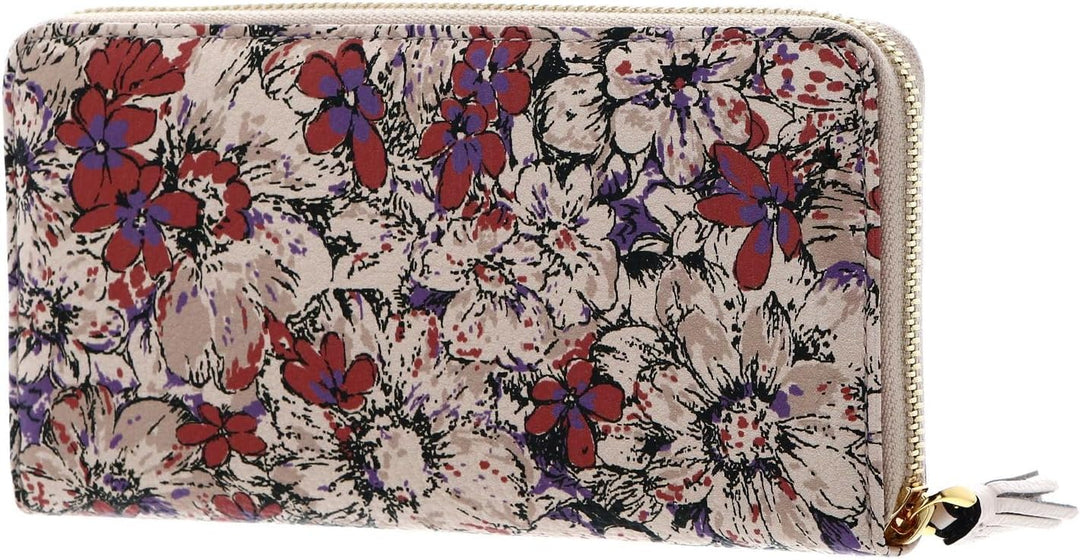 Coccinelle Tassel Flower Print Zip Around Wallet MUL. Crea. P/Cr. P
