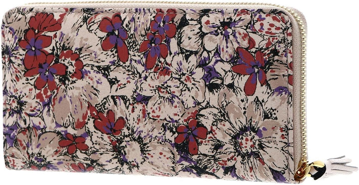 Coccinelle Tassel Flower Print Zip Around Wallet MUL. Crea. P/Cr. P