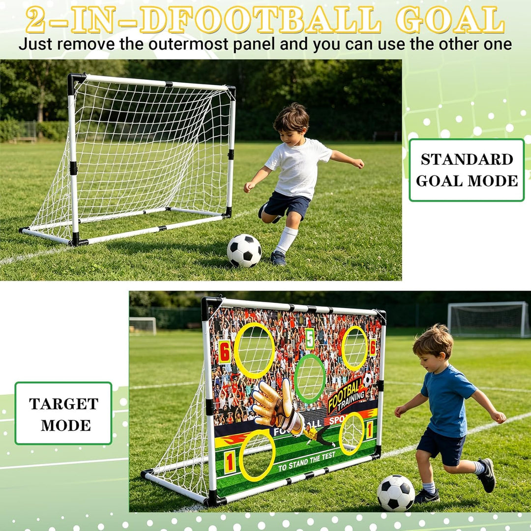 2-in-1 Fussballtor für Kinder, 120 * 78cm, Tragbares &amp; Stabiles Fussballtore mit 5 Zielbereichen fus