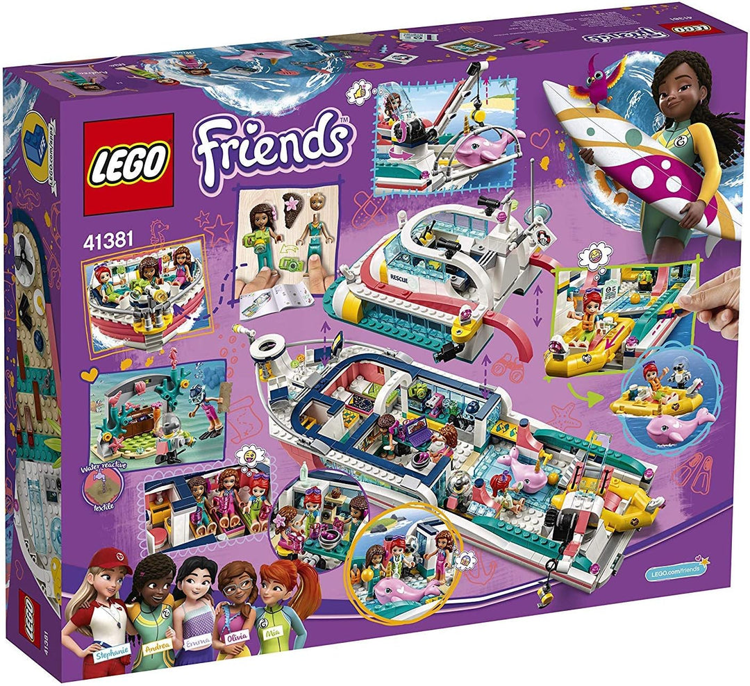 LEGO 41381 Friends Boot für Rettungsaktionen und Legoinsel, Spielzeug für Kinder mit den Minipuppen