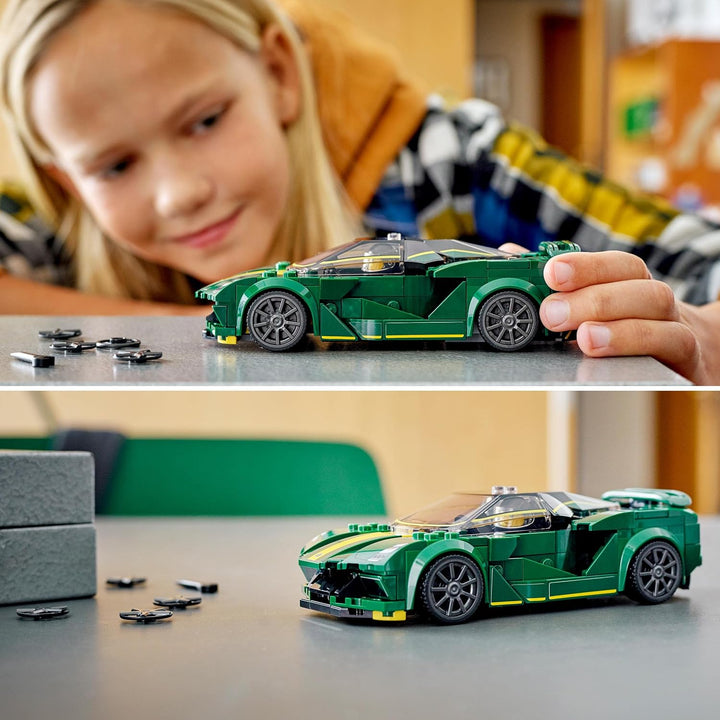 LEGO Speed Champions Lotus Evija, Bausatz für Modellauto, Auto-Spielzeug mit Cockpit für 2 Figuren,