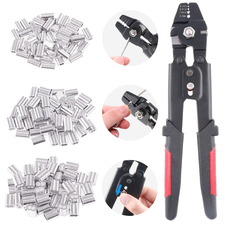 Glarks Drahtseil-Crimpzange bis zu 2,2 mm, Drahtseilwickler, Crimpzange zum Angeln, Crimpzange mit 1