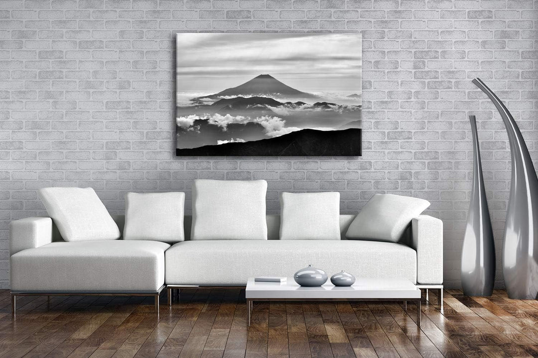 deyoli Fuji in Japan Format: 80x60 Effekt: Schwarz&amp;Weiss als Leinwandbild, Motiv fertig gerahmt auf
