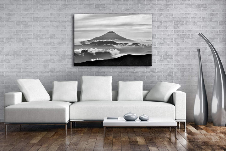 deyoli Fuji in Japan Format: 80x60 Effekt: Schwarz&amp;Weiss als Leinwandbild, Motiv fertig gerahmt auf