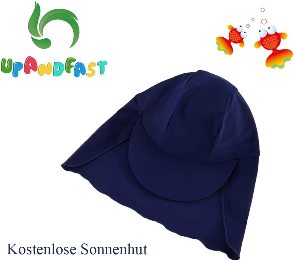 upandfast Baby Badeanzug mit Sonnenhut UPF 50+ Badebekleidung für Baby 12-18 Monate Neuer Streifen,
