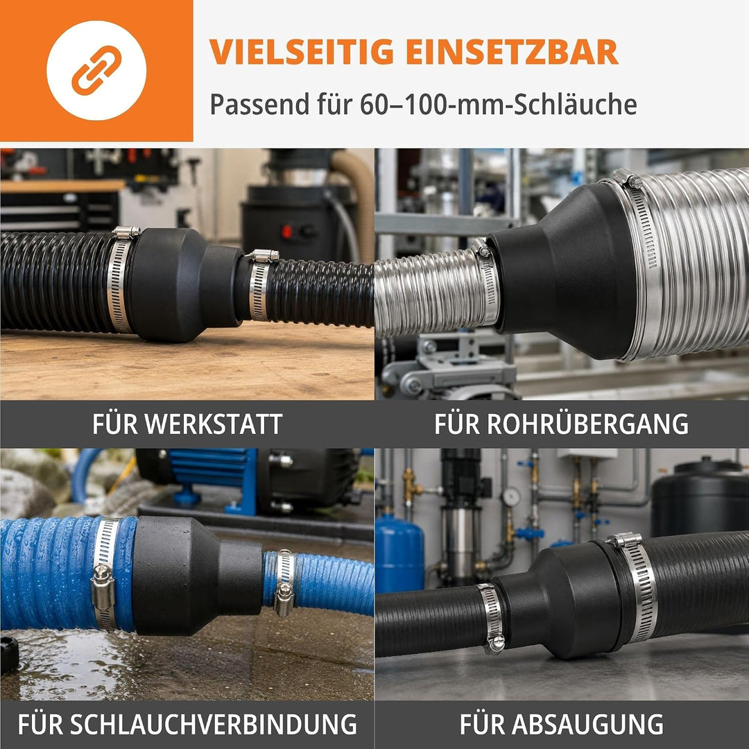 WFix Konfigurierbarer Absaugadapter (60-100mm) – Reduzierstück nach Mass für Absauganlagen & Rohrver