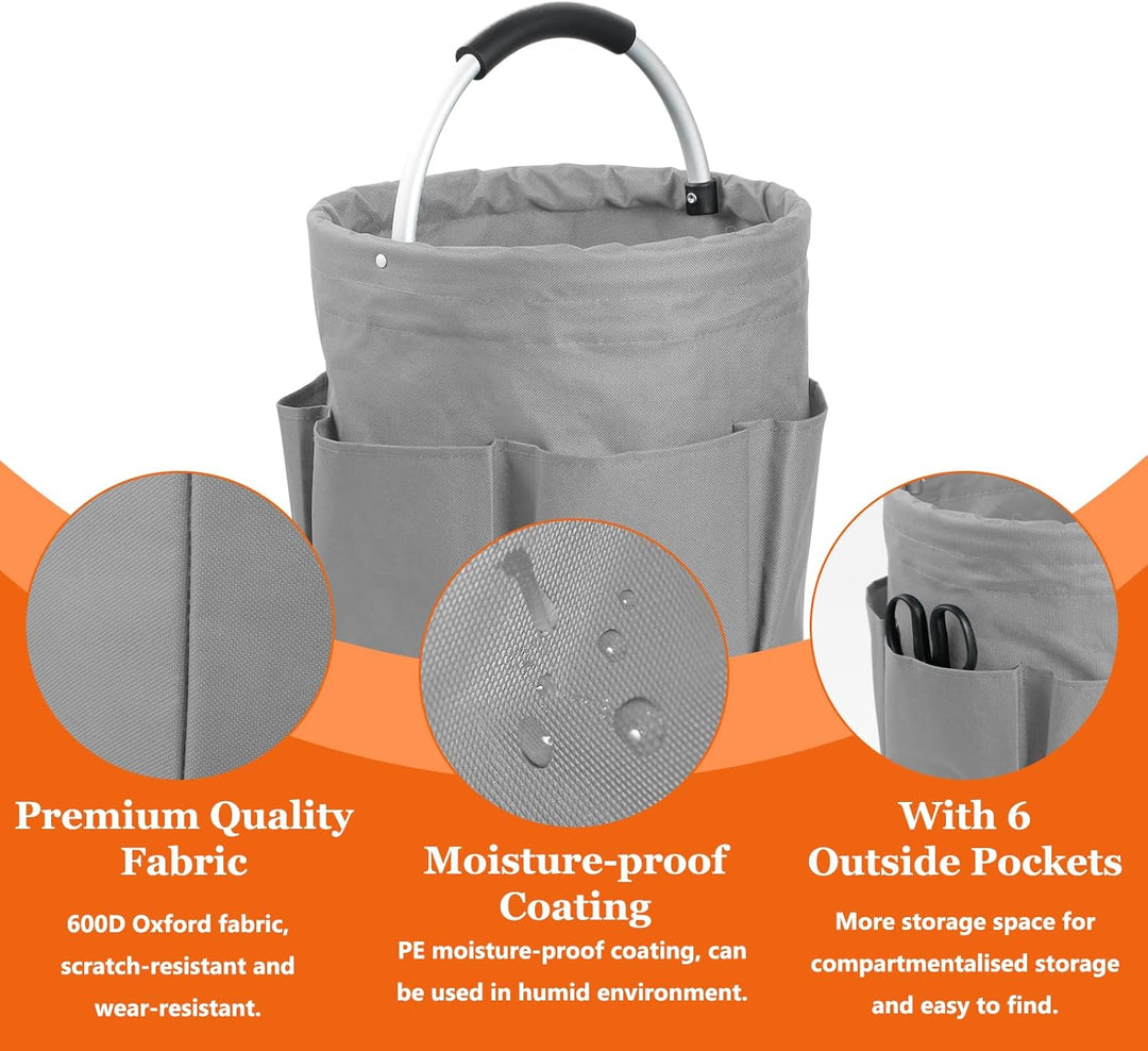 2Pcs 17L Putzmittel Organizer mit 6 Taschen, Faltbarer Einkaufskorb aus 600D Oxford-Gewebe, Tragbare