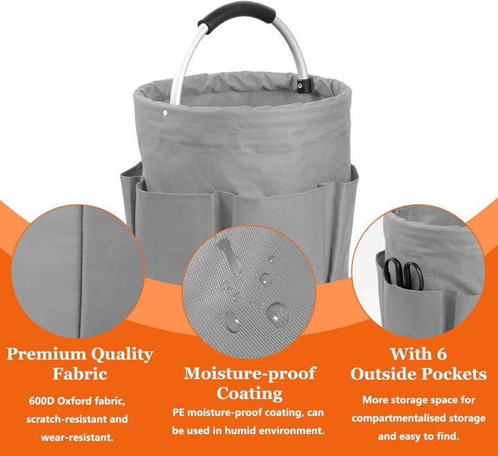 2Pcs 17L Putzmittel Organizer mit 6 Taschen, Faltbarer Einkaufskorb aus 600D Oxford-Gewebe, Tragbare