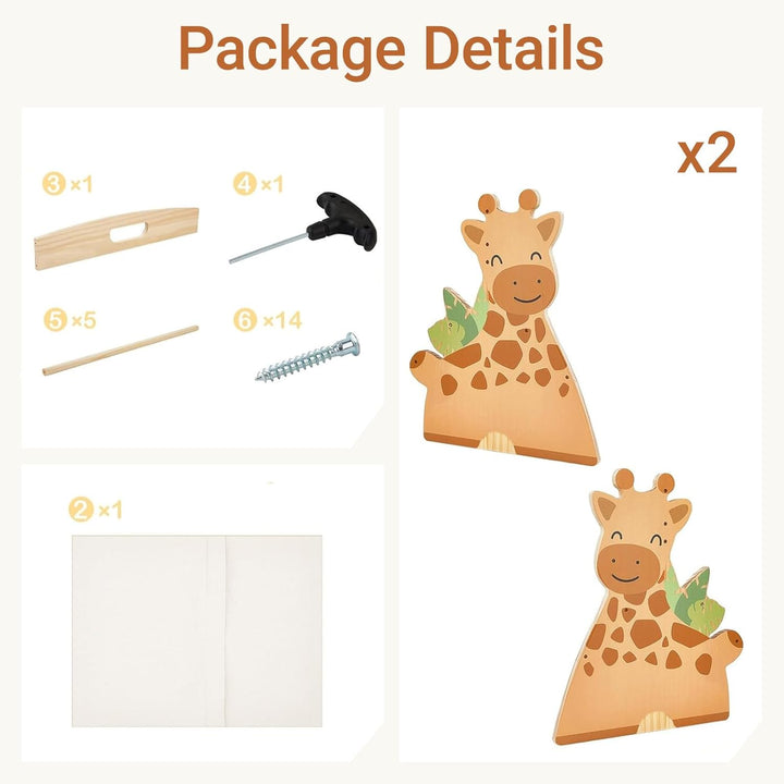Kinder Bücherregal aus Holz, Montessori Bücherregal mit robusten Canvas-Taschen, tragbar mit Griff,