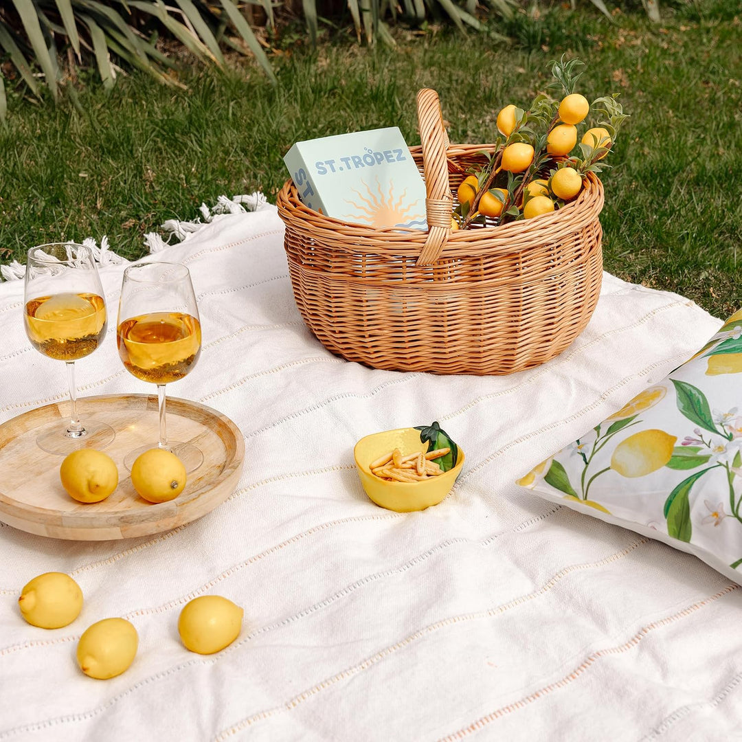 Creative Home Grosser Picknickkorb Weidenkorb mit Henkel | Einkaufskorb | 44 x 33 x 36 cm | Gross un