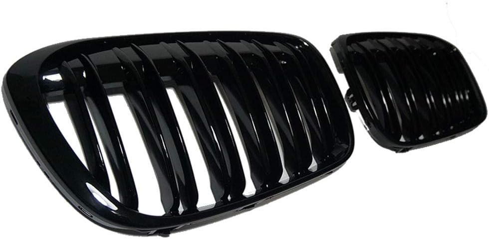 HZTWFC Ein Paar glänzender schwarzer Dual-Schiefergrilles Frontstossstange Nierenkühler für BMW x1 F