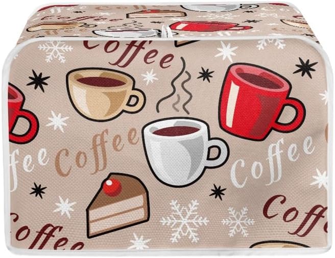 Kuiaobaty Kaffeekuchenmuster Küche Toaster Abdeckung für 2/4 Scheiben, Brotmaschine Staubschutz