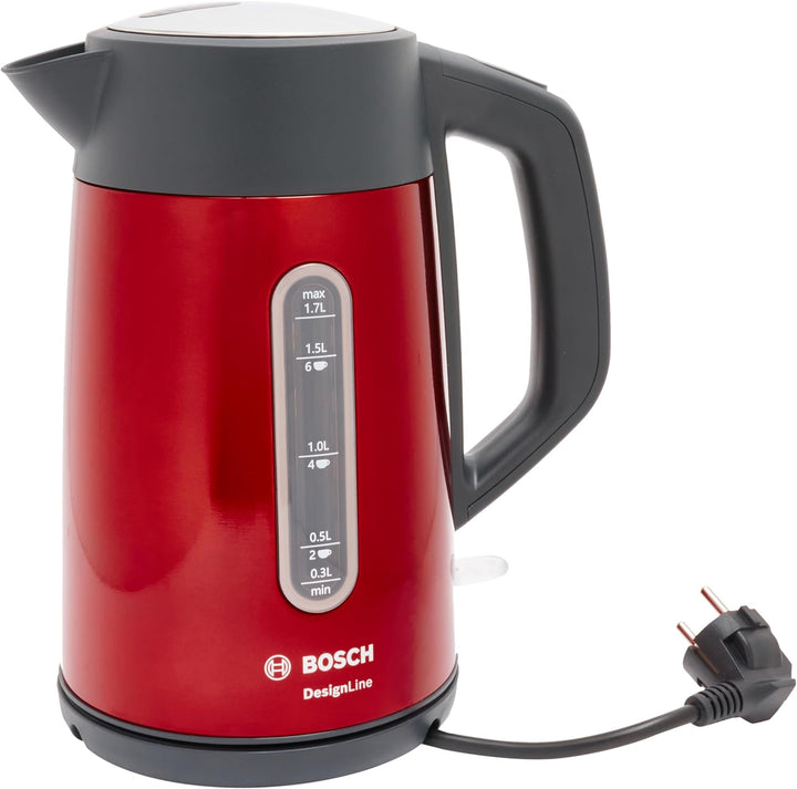 Bosch kabelloser Wasserkocher DesignLine TWK4P434, Ausgiessen ohne Spritzer, Tassenanzeige, Wasserst