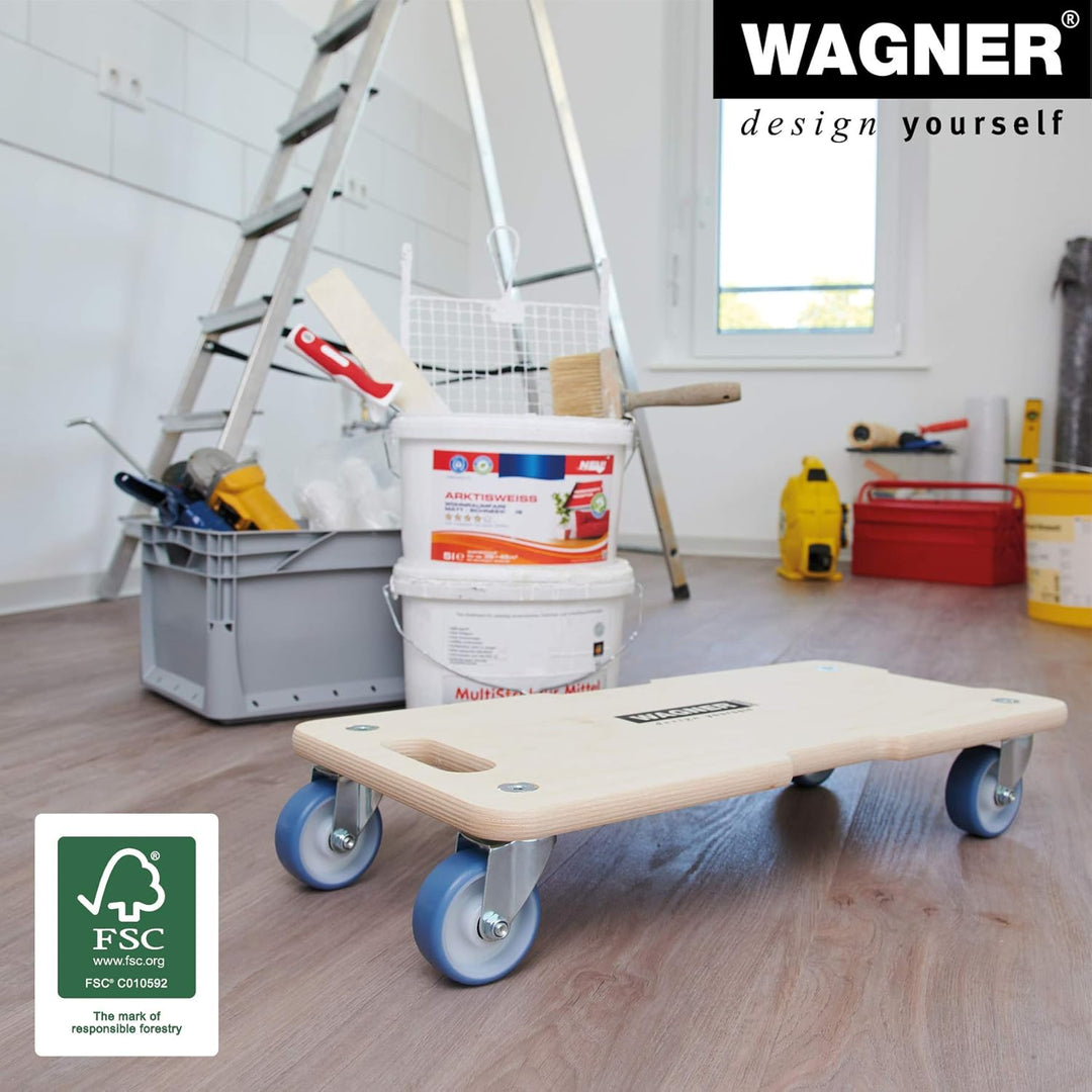 WAGNER Transportroller Transporthilfe 1325 I Schichtholz I 59 x 29 x 11 cm, Tragkraft 300 kg I Möbel