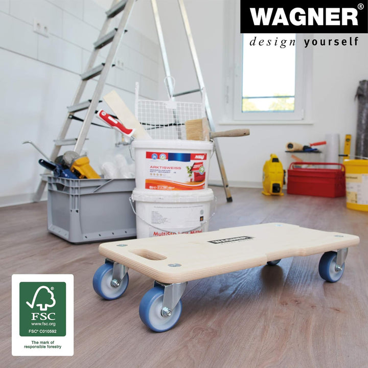 WAGNER Transportroller Transporthilfe 1325 I Schichtholz I 59 x 29 x 11 cm, Tragkraft 300 kg I Möbel