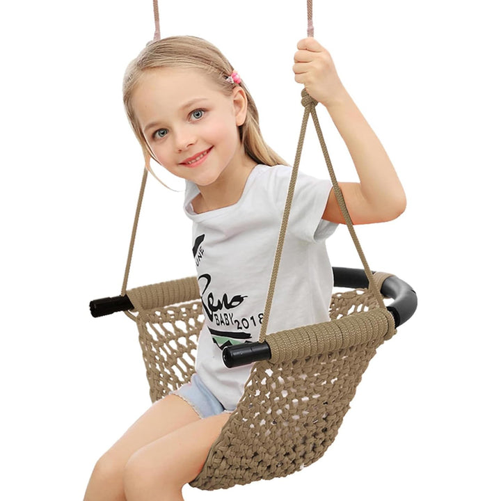 kinderschaukel Outdoor,Handgestrickter Bequem und Atmungsaktiv Kinder Schaukelsitz,Höhenverstellbar