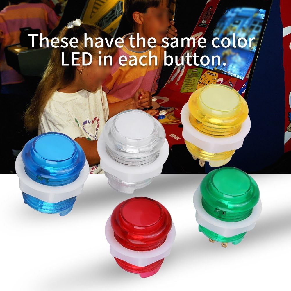 Pssopp 5PC Button LED beleuchtete Drucktasten mit Mikroschalter für Konsolenteile von Machine Games