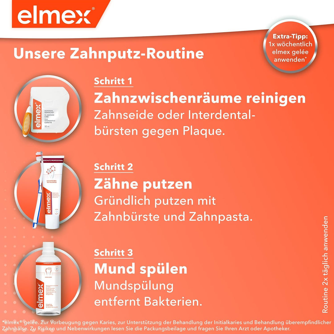 elmex Zahnseide 50 m – gewachstes Zahnband für eine gründliche Zahnreinigung – Faden mit Flauscheffe