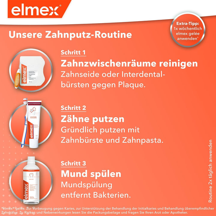 elmex Zahnseide 50 m – gewachstes Zahnband für eine gründliche Zahnreinigung – Faden mit Flauscheffe