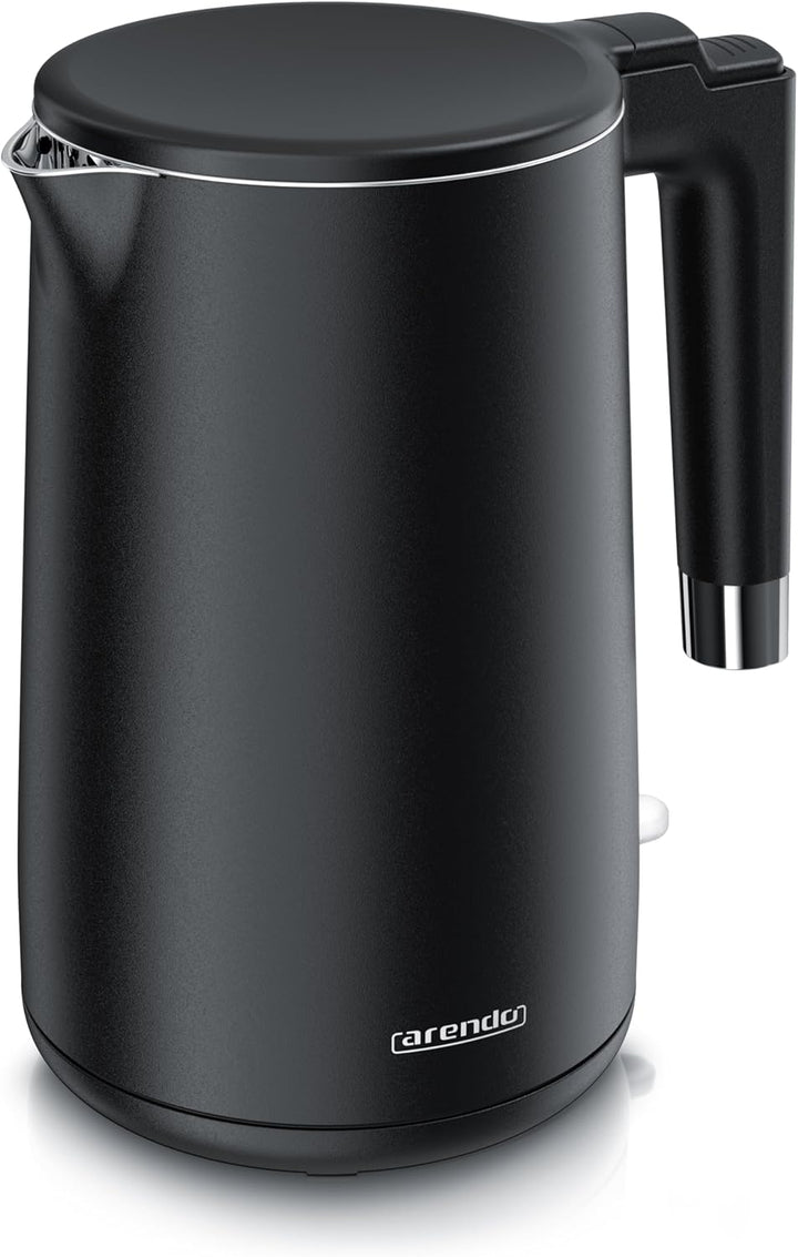 Arendo - Wasserkocher Edelstahl – 1,5 Liter - 2200 Watt – Doppelwand-Design – 360° Controller – BPA-