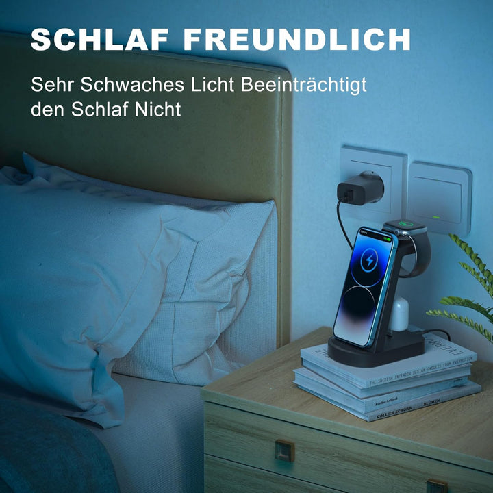 Kabellose Ladestation,Wireless Charger 3 in 1 induktive Kabelloses Ladegerät mit 18W Adapter,kompati