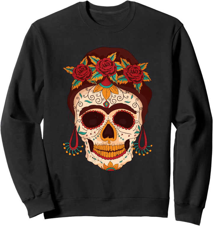 Hat Day Mexican Spanish of the Dead Sugar Skull Candy Sweatshirt