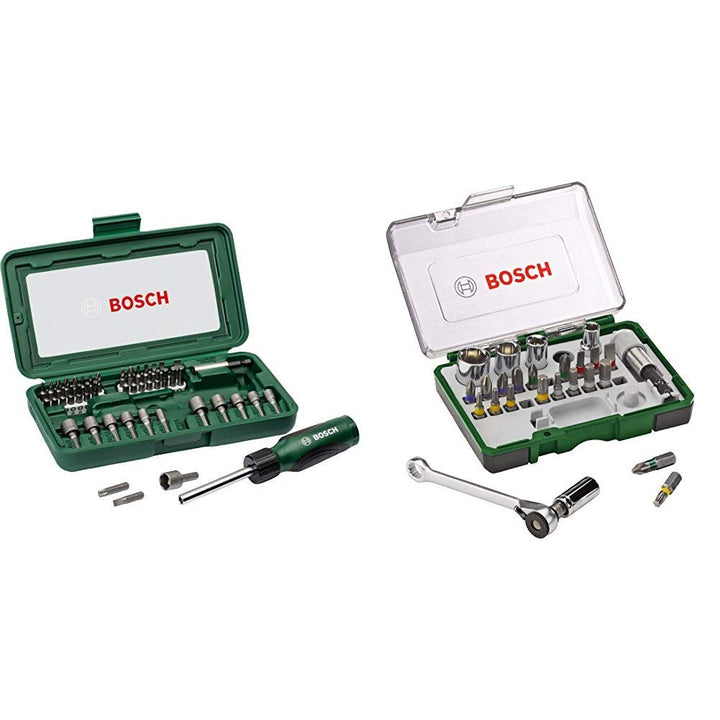 Bosch 46tlg. Schraubendreher-Set & 27tlg. Schrauberbit- und Ratschen-Set Schrauberbit- und Ratschen