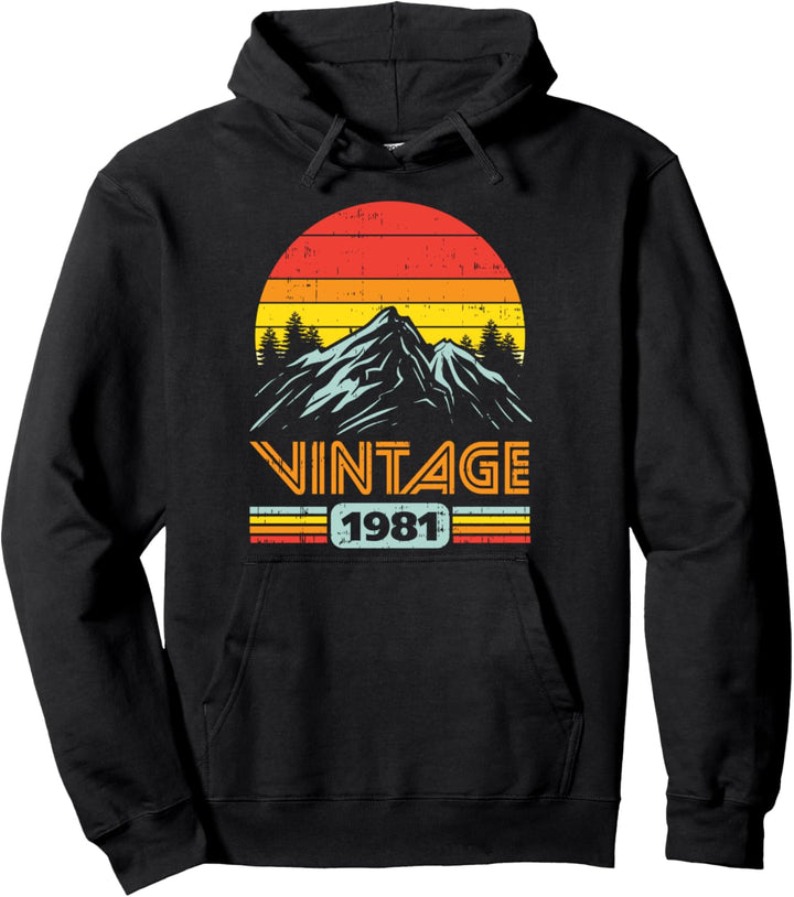 Vintage 1981 Mountain Retro 40 Years Old 40th Birthday Gift Pullover Hoodie