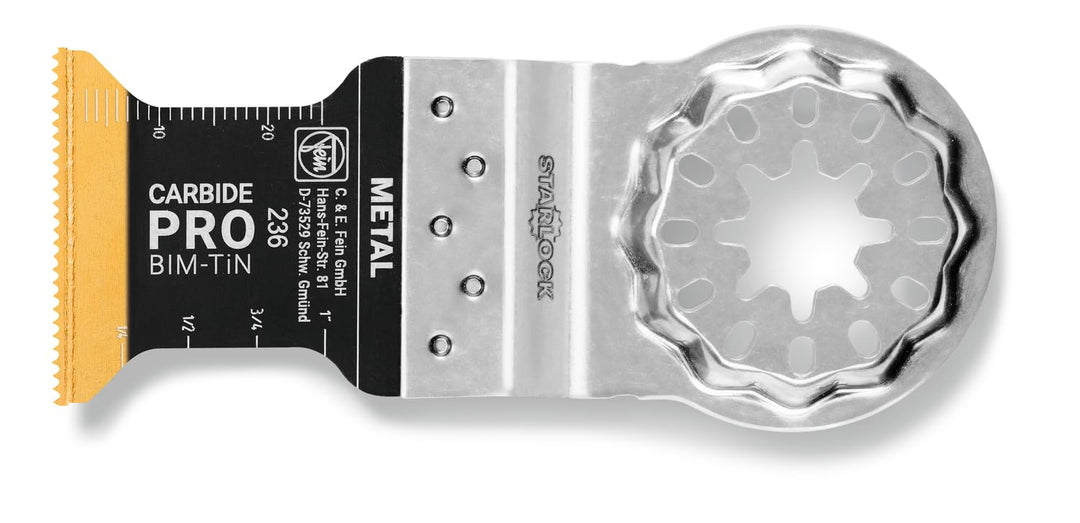 FEIN E-Cut Carbide Pro Sägeblatt , Ve. 3 St., Breite 32 mm, Länge 40 mm, Aufnahme Starlock, TiN-besc