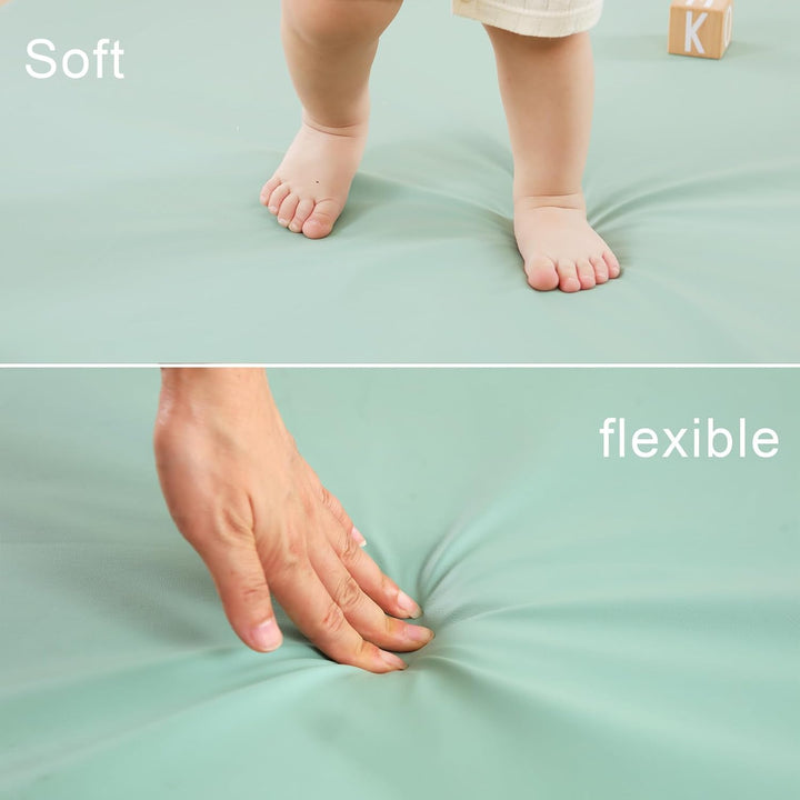 Spielmatte Baby 120x120x3cm, –Extra Dicke & Abdichtung & super weiche Bodenmatte aus veganem Leder s