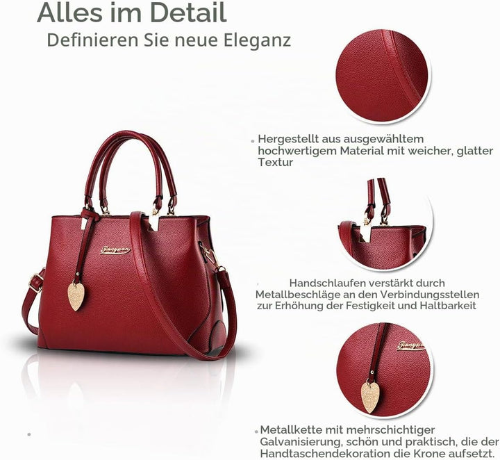NICOLE &amp; DORIS Handtaschen für Damen Elegant Henkeltaschen PU Leder Schultertasche Wasserdichte Umhä
