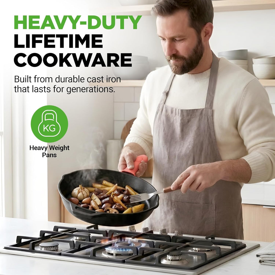 NutriChef Gusseisen Grillpfanne Induktion – Lodge Cast Iron, Grill Pan – Eisenpfanne Perfekt als Ste