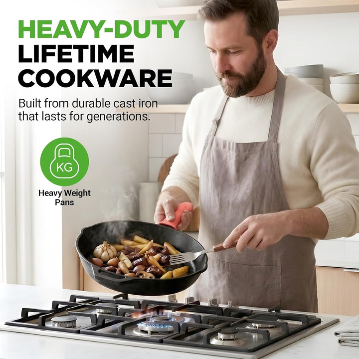NutriChef Gusseisen Grillpfanne Induktion – Lodge Cast Iron, Grill Pan – Eisenpfanne Perfekt als Ste