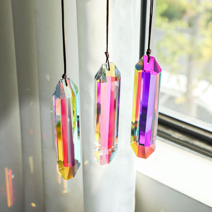 HDCRYSTALGIFTS 3 Stück 12,7 cm grosse Kristall-Sonnenfänger-Prismen, AB-farbige Sonnenfänger, Krista