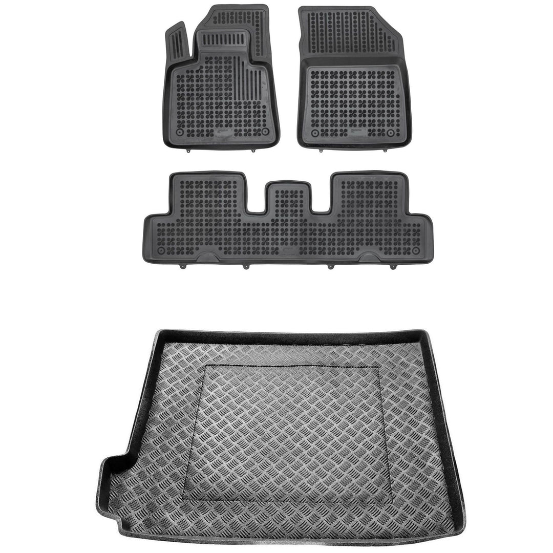 M MOTOS Satz Gummifussmatten und PE Kofferraumwanne für Citroen C4 Grand Picasso II 2013-2018 - Verb