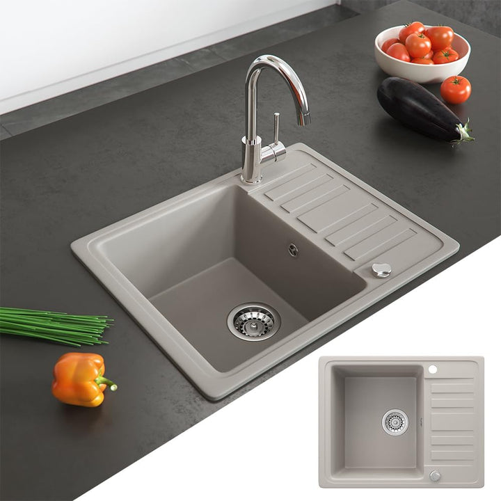 Bergström Spülbecken, Beige, 58 x 46 cm mit Trockenplatz, Beige