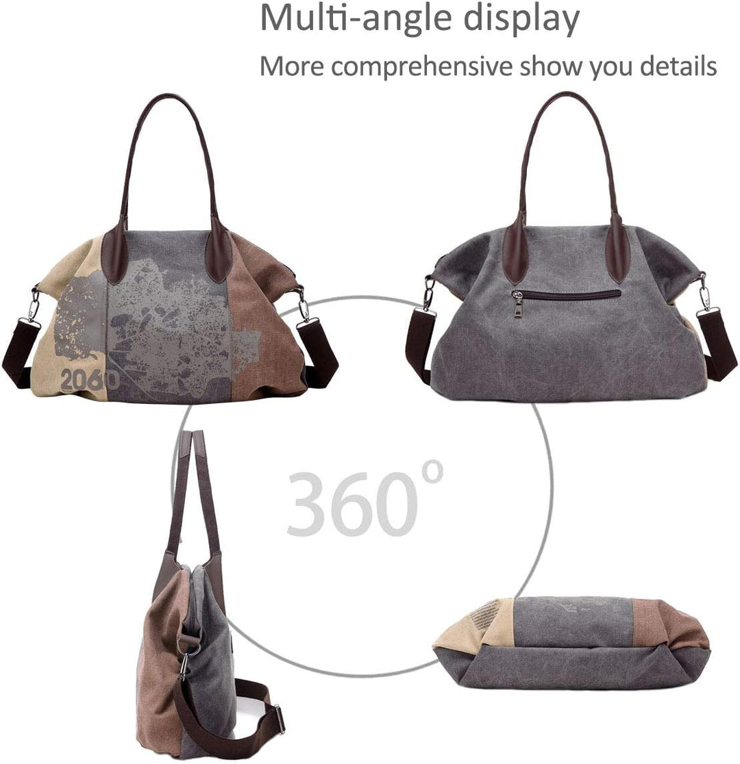 NICOLE & DORIS Canvas Damen Handtasche Henkeltaschen Tragetaschen für Frauen grosse Schultertasche D