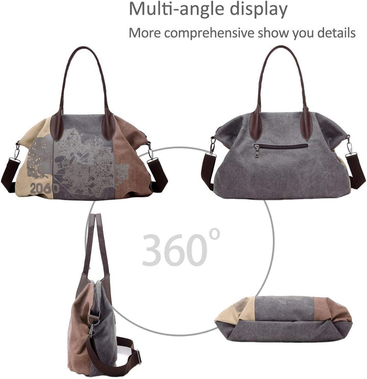 NICOLE & DORIS Canvas Damen Handtasche Henkeltaschen Tragetaschen für Frauen grosse Schultertasche D